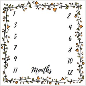 AZI&CHI Baby Monthly Milestone Blanket - Newborn Photography Backdrop Fleece Memory Photo Blanket - 1 to 12 Months for Newborn Boy and Girl 47" x 43" (Square Wreath)