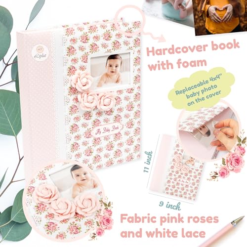 Baby Book Memory – Keepsake Album Baby Girl First 5 Year Events Pregnancy to Age 5 – Pink