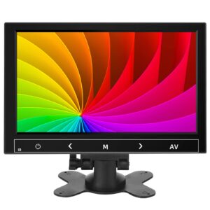 7 Inch Small Monitor, Raspberry Pi Monitor Built-in Speakers, Mini Monitor 1024 x 600, HDMI Monitor 60 Hz, 5ms, IPS Screen Display w/Remote Control, HDMI VGA AV BNC Input, Computer Monitor,PC Monitor