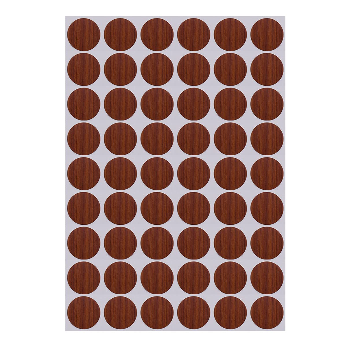 54 PCS in 1 Sheet Self-Adhesive Screw Hole Stickers Plastic Screw Covers Caps Plastic Screw Free Sticker Wood Textured Cover 21mm/0.82" Dia for Wooden Furniture Cherry Wood