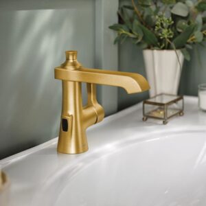 Flara S6981EWBG Motionsense Wave Touchless Single Handle Bathroom Sink Faucet, Brushed Gold