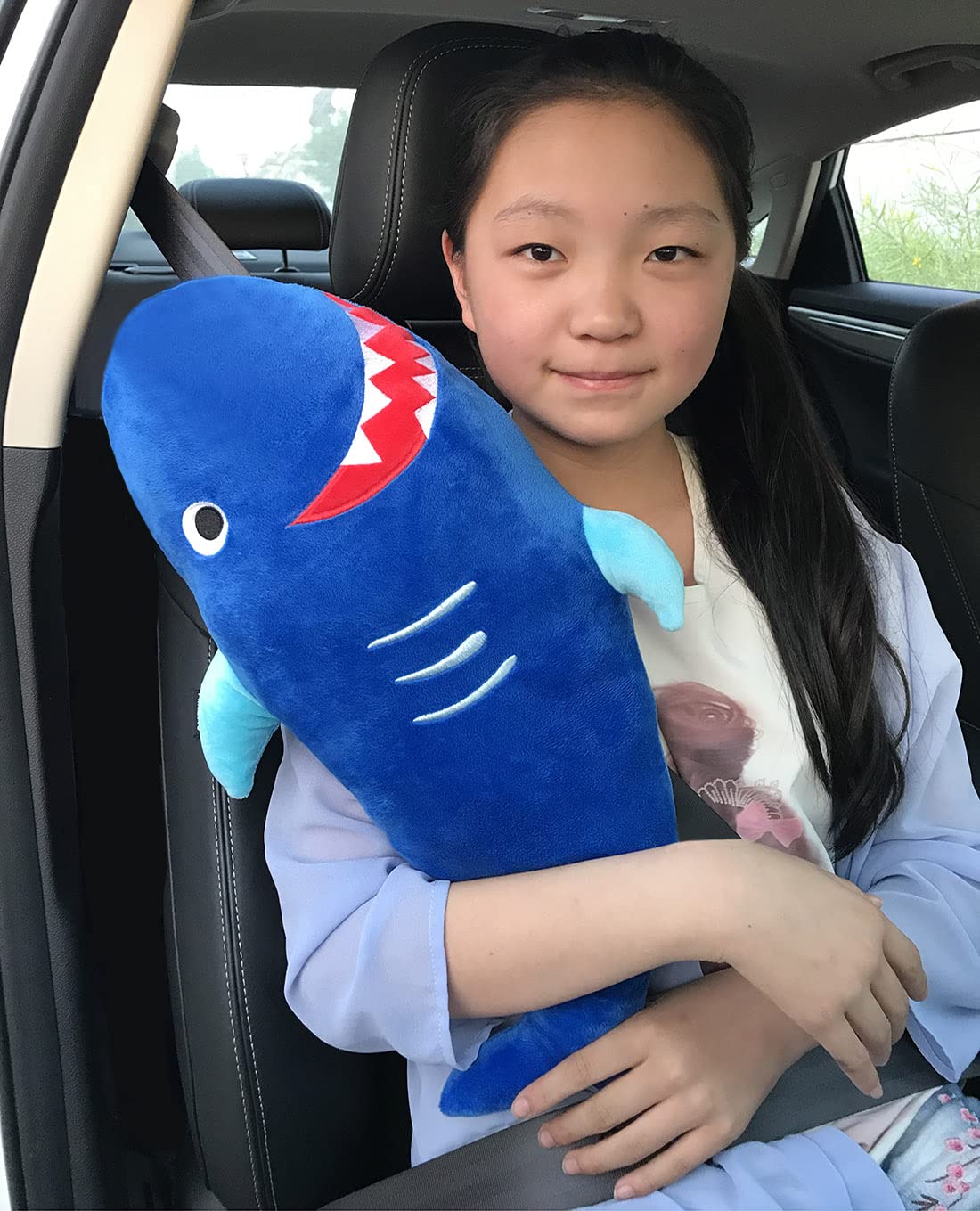 seemehappy Cute Shark Car Seat Belt Pad Pillow Shoulder Strap Cushion Car Pillow for Travel Sleeping