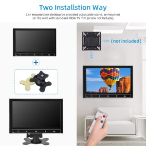 7 Inch Small Monitor, Raspberry Pi Monitor Built-in Speakers, Mini Monitor 1024 x 600, HDMI Monitor 60 Hz, 5ms, IPS Screen Display w/Remote Control, HDMI VGA AV BNC Input, Computer Monitor,PC Monitor