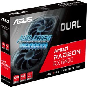 ASUS Dual AMD Radeon RX 6400 Gaming Graphics Card (AMD RDNA 2, PCIe 4.0, 4GB GDDR6 Memory, HDMI 2.1, DisplayPort 1.4a, Axial-tech Fan Design, 0dB Technology)