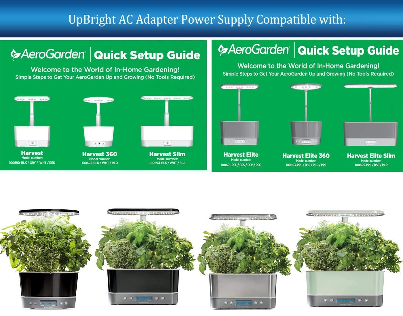 UpBright 12V AC/DC Adapter Compatible with AeroGarden Harvest Elite Slim 360 100690-BLK 100691 100692-BLK 100693-PPL 100694-BLK 100695-PPL Indoor Garden LED Grow Light 12VDC 2.5A 6WWPC01 Power Supply