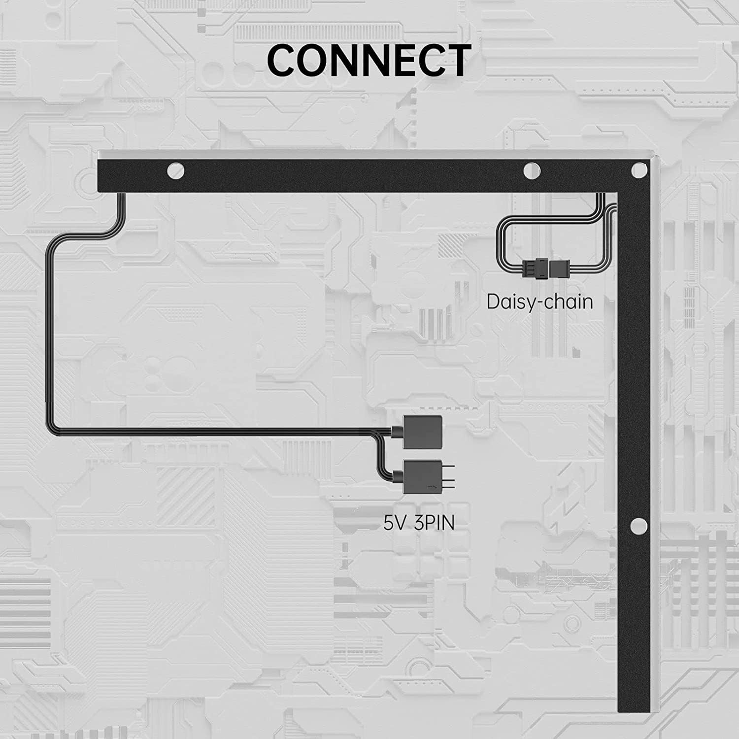 ASIAHORSE ARGB Light Strip for Motherboard, 24 Independent Addressable RGB, 5V 3-pin Aura Sync, Lightsaber-X Led PC Parts Kit Compatible with Micro-ATX