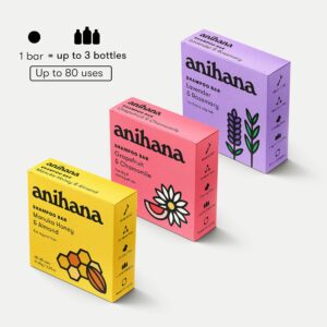 ANIHANA Shampoo Bar for Thin Fine Oily Hair Gives Hair Volume & Body Natural Healthy Look and Shine Paraben Free Lavender and Rosemary 2.29 oz