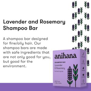 ANIHANA Shampoo Bar for Thin Fine Oily Hair Gives Hair Volume & Body Natural Healthy Look and Shine Paraben Free Lavender and Rosemary 2.29 oz