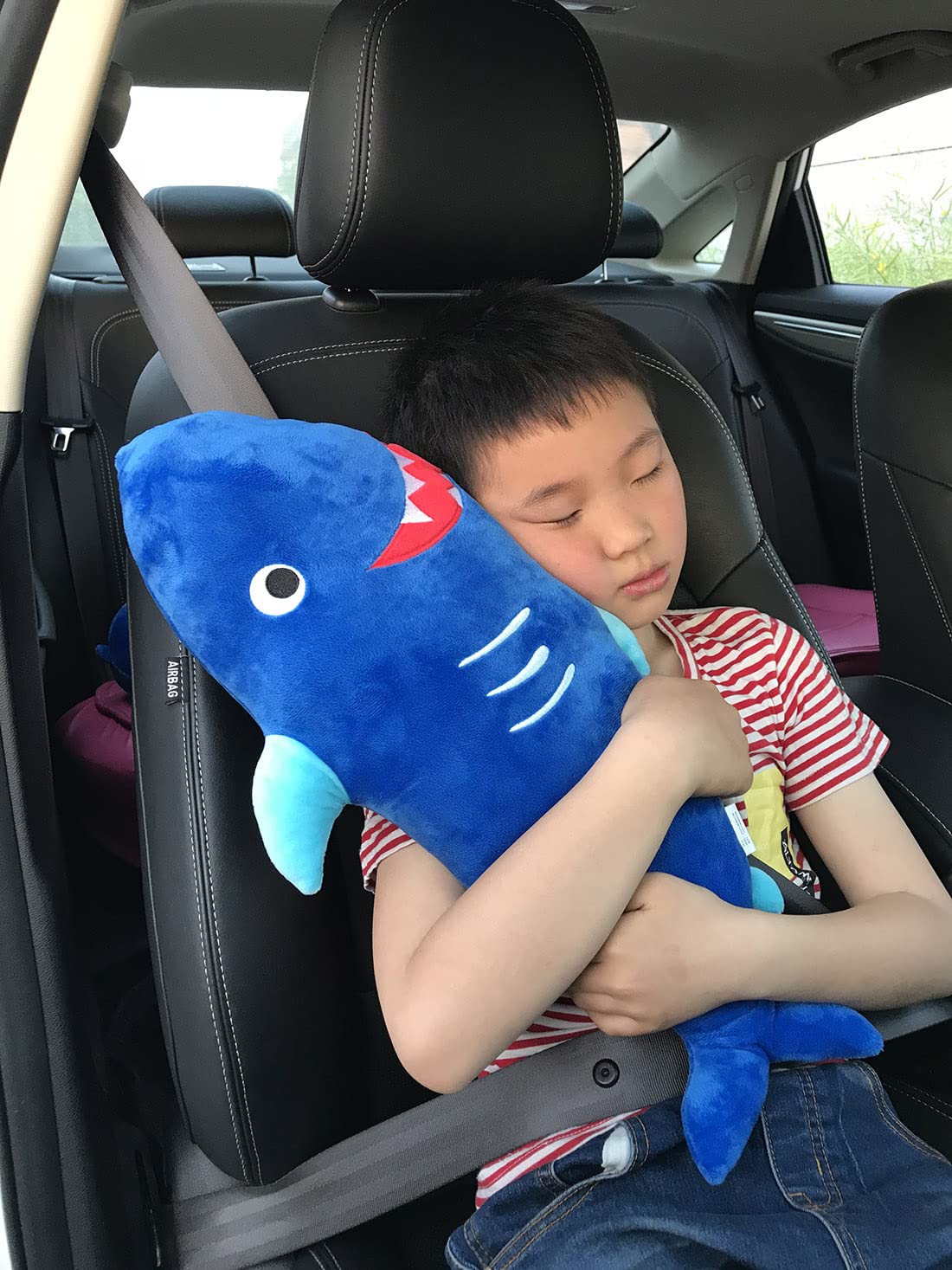 seemehappy Cute Shark Car Seat Belt Pad Pillow Shoulder Strap Cushion Car Pillow for Travel Sleeping