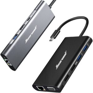 hiearcool 8in1 usb c hub and 11in1 docking station, type c hub ethernet usb c docking station