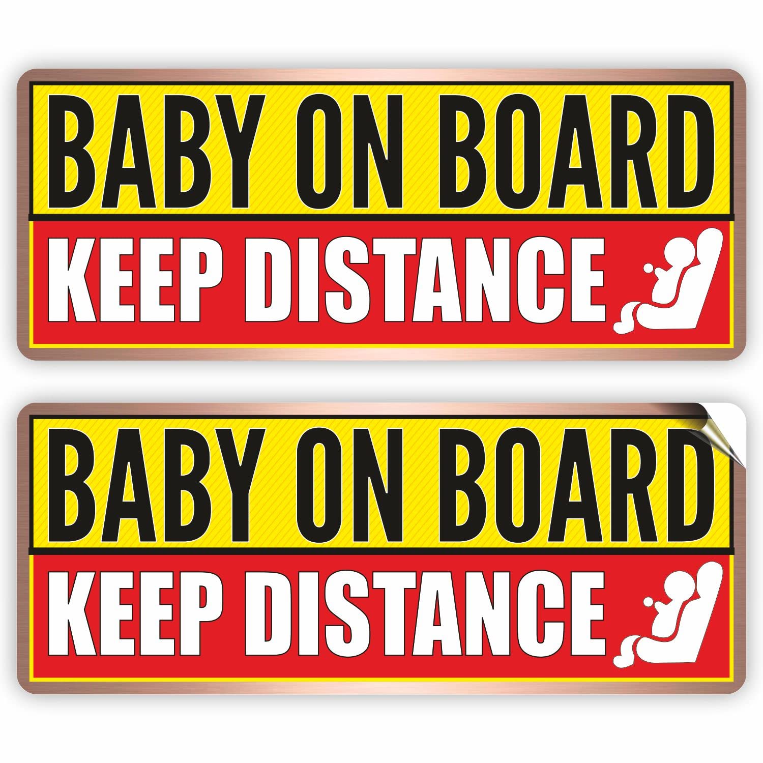 Baby on Board Sticker - (Pack of 12) 4" x 10" Large Keep Distance Warning Sign Car Safety Bumper Decal for Vehicle