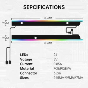 ASIAHORSE ARGB Light Strip for Motherboard, 24 Independent Addressable RGB, 5V 3-pin Aura Sync, Lightsaber-X Led PC Parts Kit Compatible with Micro-ATX