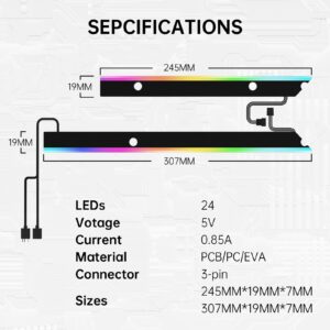 ASIAHORSE ARGB Light Strip for Motherboard, 28 Independent Addressable RGB, 5V 3-pin Motherboard Aura Sync, Lightsaber-X Led PC Parts Kit Compatible with ATX