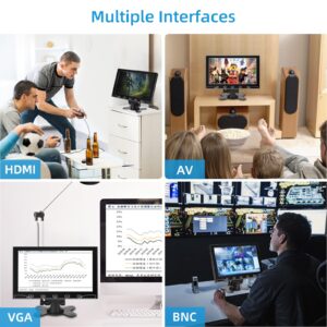 10.1 Inch Small Monitor, Raspberry Pi Monitor Built-in Speakers, Mini Monitor 1024 x 600, HDMI Monitor 60 Hz, 5ms, IPS Screen Display w/Remote Control, HDMI VGA AV BNC Input, Computer Monitor