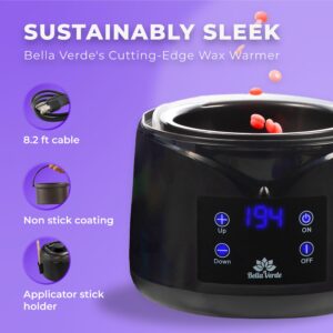 Bella Verde Wax Warmer Home Waxing Kit - Wax Kit for Hair Removal Wax Pot Professional with LED Display and 6 Bags Painless Hard Wax Beans, 20 Wax Sticks for Face, Legs, Arms, Bikini