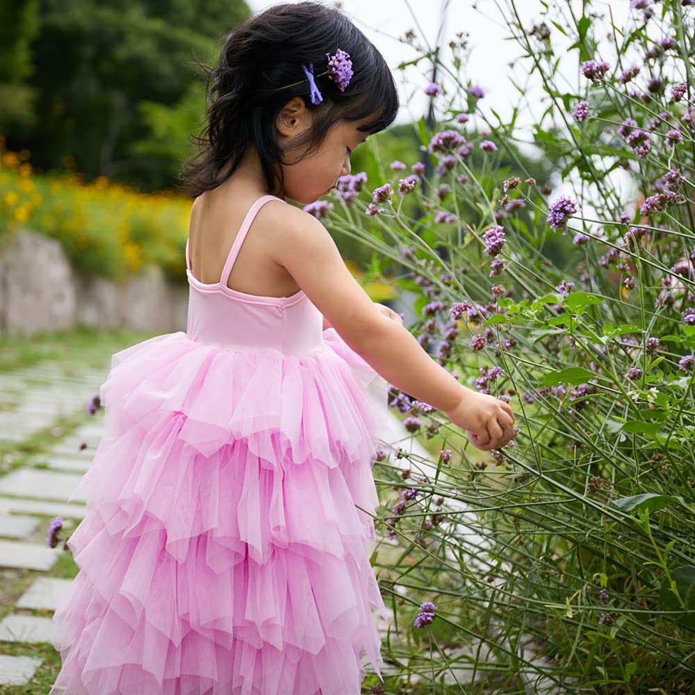 CHENBAO Baby Girls Tutu Dress Flower Girls Dress Ruffle Tulle Kids Birthday Party A-Line Dress Infants Sling Boho Summer Sundress Baby Shower Princess Gown Pink Easter Size 6-12 Months