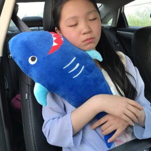 seemehappy Cute Shark Car Seat Belt Pad Pillow Shoulder Strap Cushion Car Pillow for Travel Sleeping