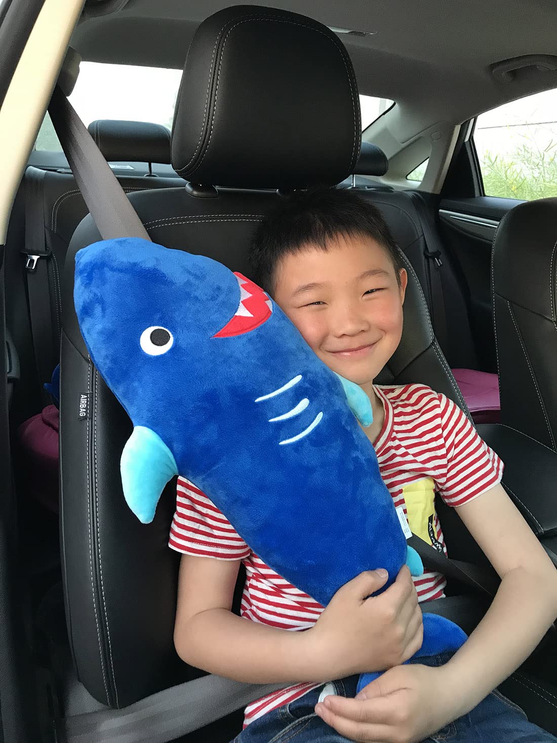 seemehappy Cute Shark Car Seat Belt Pad Pillow Shoulder Strap Cushion Car Pillow for Travel Sleeping