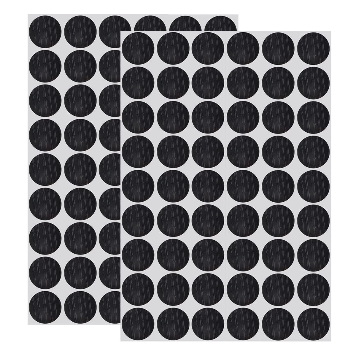 108 PCS in 2 Sheets Self-Adhesive Screw Hole Stickers PVC Screw Covers Caps Plastic Screw Free Sticker Waterproof Dustproof Wood Textured Cover 21mm/0.82" Dia for Wooden Furniture Black