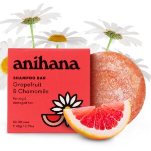 anihana shampoo bar for dry damaged safe for color treated hair moisturizing hydrating healthy looking hair paraben free grapefruit and chamomile 2.29 oz