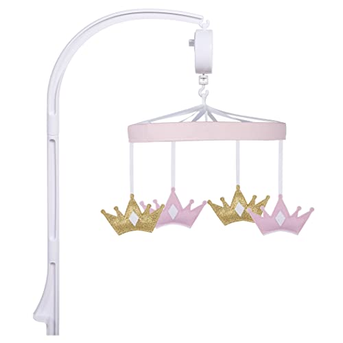 Sammy & Lou Tiara Princess Baby Crib Mobile with Music, Crib Mobile Arm Fits Standard Crib Rail