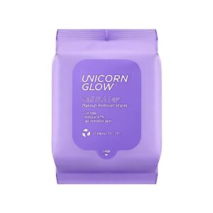 unicorn glow makeup remover cleansing face wipes - 1 ea [25 count] xl oversize biodegradable daily cleansing facial towelettes to remove makeup, micellar water, charcoal, aloe extract and vitamin e, alcohol free, paraben free - call it a day (1 ea)