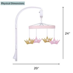 Sammy & Lou Tiara Princess Baby Crib Mobile with Music, Crib Mobile Arm Fits Standard Crib Rail