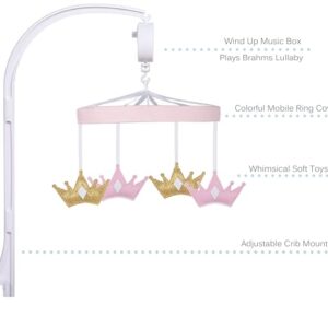 Sammy & Lou Tiara Princess Baby Crib Mobile with Music, Crib Mobile Arm Fits Standard Crib Rail