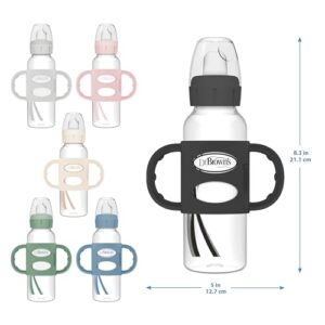 Dr. Brown's Milestones Narrow Sippy Spout Bottle with 100% Silicone Handles, Easy-Grip Handles with Soft Sippy Spout, 8oz/250mL, Gray, 1-Pack, 6m+