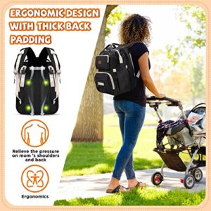 Gimars Diaper Bag Backpack with Unique Toy Hanging Rod, Larger Capacity 18 Pockets Upgraded 900D Oxford, Waterproof Baby Bags for Mom,Dad