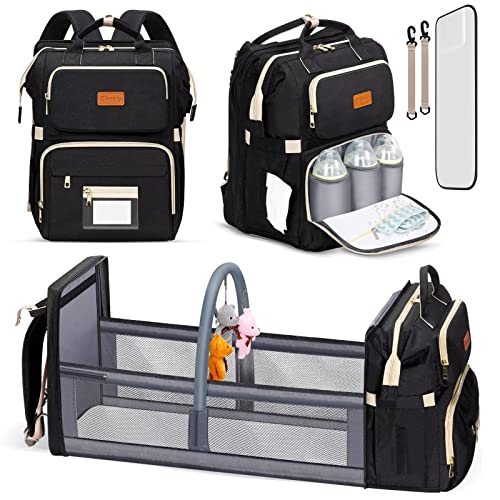 Gimars Diaper Bag Backpack with Unique Toy Hanging Rod, Larger Capacity 18 Pockets Upgraded 900D Oxford, Waterproof Baby Bags for Mom,Dad