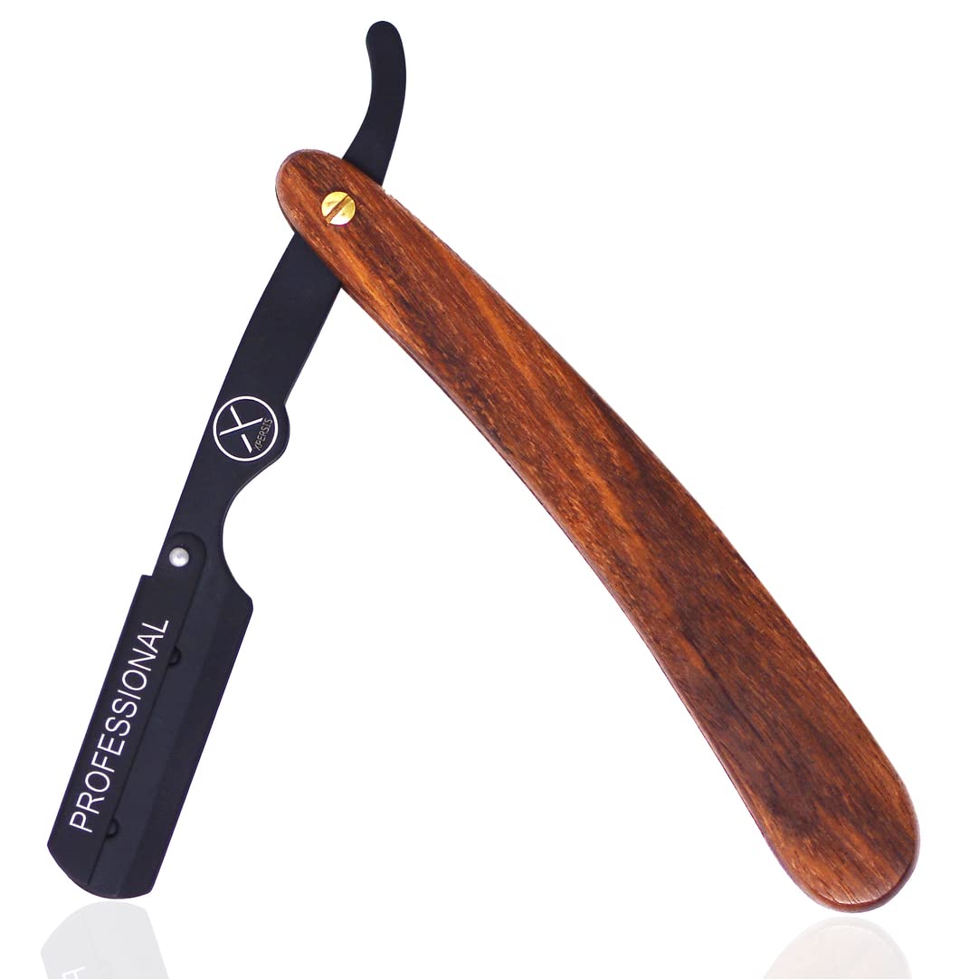 XPERSIS PRO Wooden handle Straight Edge Razor - For Barbers, Salons, and Hair Enthusiasts