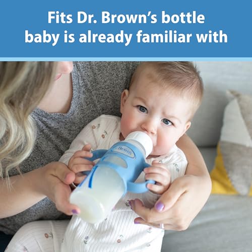 Dr. Brown's Milestones Narrow Sippy Spout Bottle with 100% Silicone Handles, Easy-Grip Handles with Soft Sippy Spout, 8oz/250mL, Gray, 1-Pack, 6m+