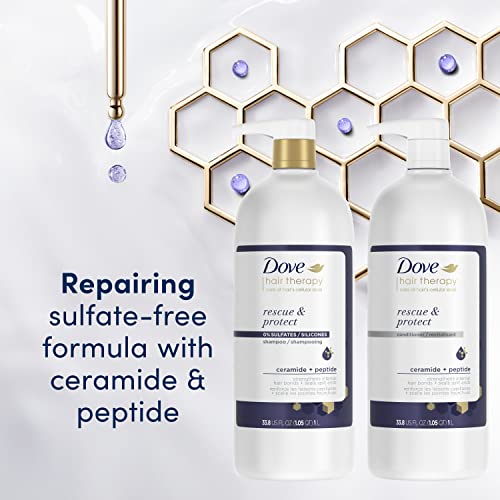 Dove Rescue and Protect Shampoo, 33.8 fl oz - Sulfate Free Shampoo for Damaged Hair, Strengthens Hair, Seals Split Ends, Nourishes for Soft, Smooth, Healthy-looking Hair