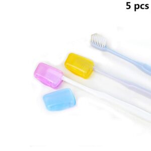 UKD pulabo 5Pcs Travel Toothbrush Head Covers,Convenient and Compact PP Reusable Plastic Case Random Color Beautiful