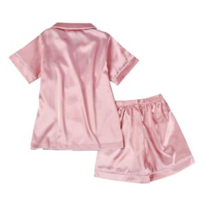 Weixinbuy Pajama Set for Kid Baby Boy Girl Button-up Silk Pajama Sleepwear Nightwear Loungewear Clothes Set Gifts for Kids