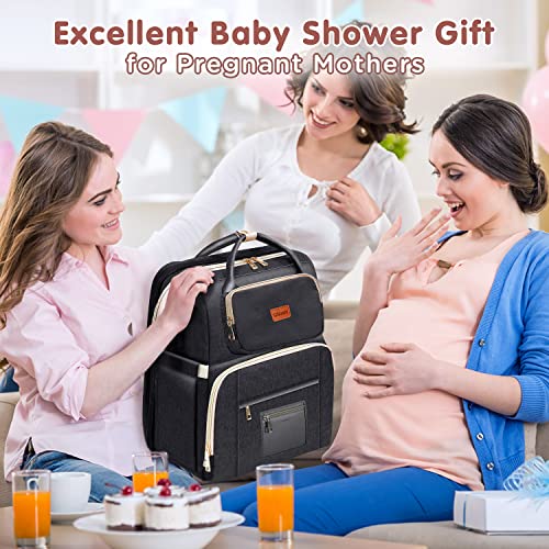 Gimars Diaper Bag Backpack with Unique Toy Hanging Rod, Larger Capacity 18 Pockets Upgraded 900D Oxford, Waterproof Baby Bags for Mom,Dad