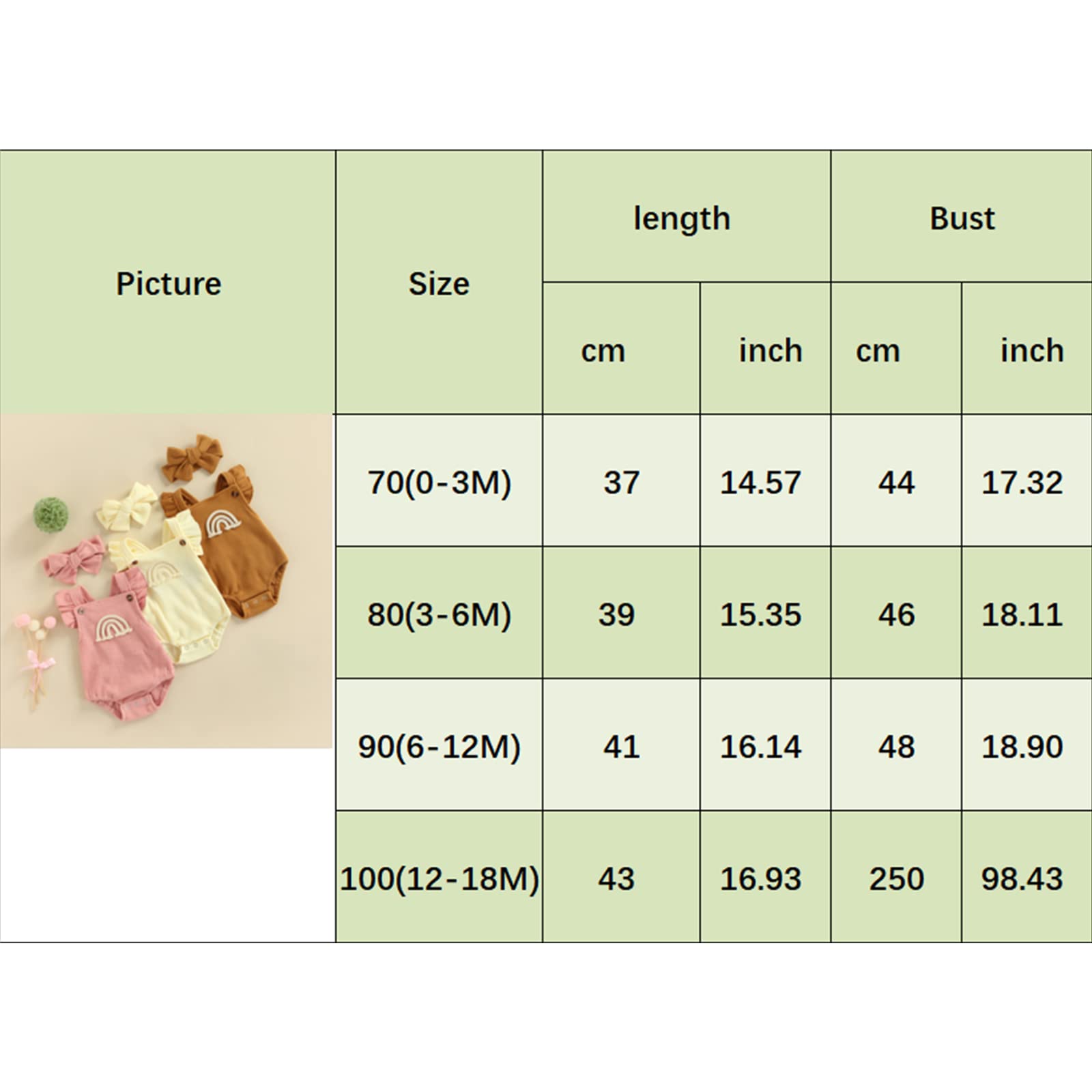 Engofs Boho Rainbow Baby Girl Clothes Newborn Infant Ruffled Sleeveless Romper with Headband Outfit Pink 0-3 Months