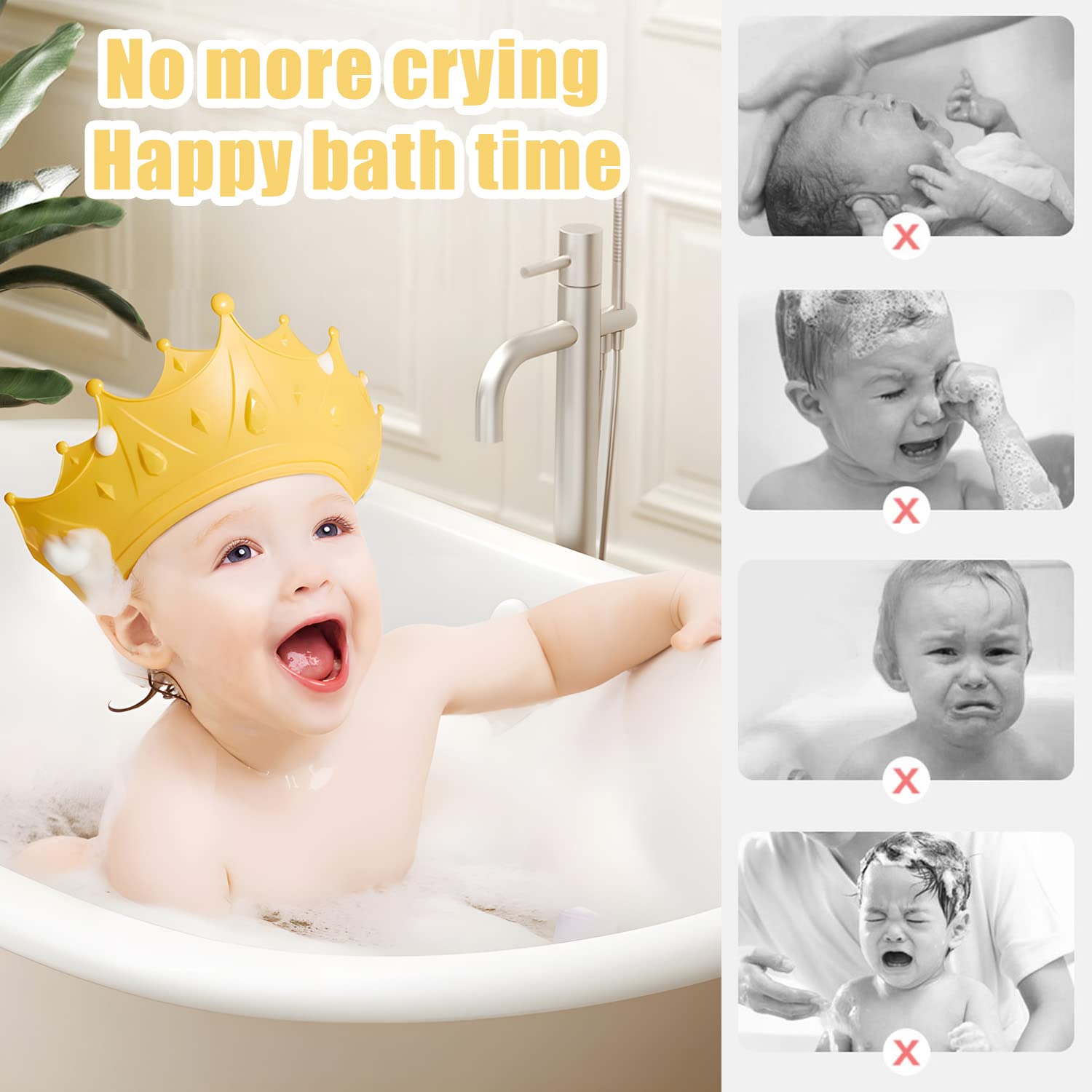 Baby Shower Cap for Washing Hair, Shower Hat for Kids, Baby Hair Washing Guard, Bath Hat for Toddlers, Bath Visor Safely Wash the Hair Without Fuss and Bubbles in Eyes