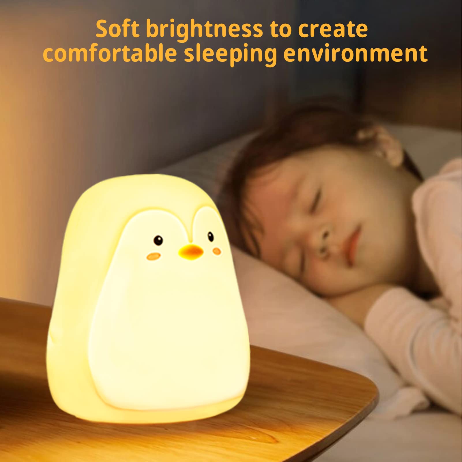 Tremdwoto Night Light for Kids, Penguin Silicone Nightlight Lamp, 7 Color Changing Nursery Night Light for Kids Bedroom, Super Gift for Boys Girls Toddler Children