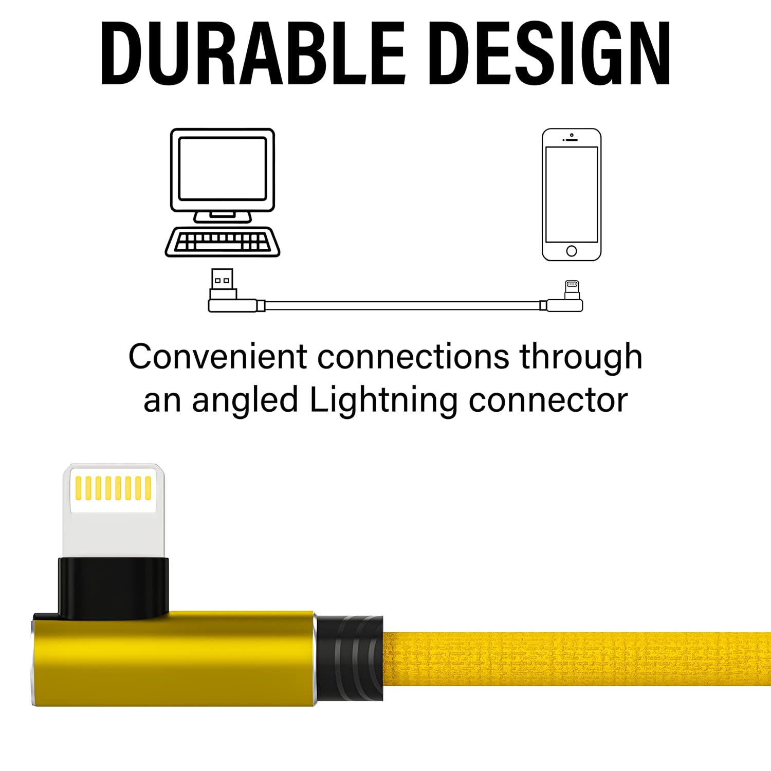 Ironten iPhone Lightning Charger, 1 Pack 6 Ft Yellow Apple MFi Certified Cable Nylon Braided Cable Fast Charging Cord Compatible with iPhone 14 13 12 11 Pro Max XR XS X 8 7 6 Plus SE iPad