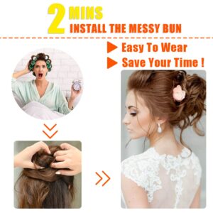 Messy Bun Hair Piece,Qunlinta Long Wavy Tousled Updo Hair Bun Extensions Wavy Hair Wrap Ponytail Hairpieces Hair Scrunchies with Elastic Hair Band for Women Girls -Light Brown