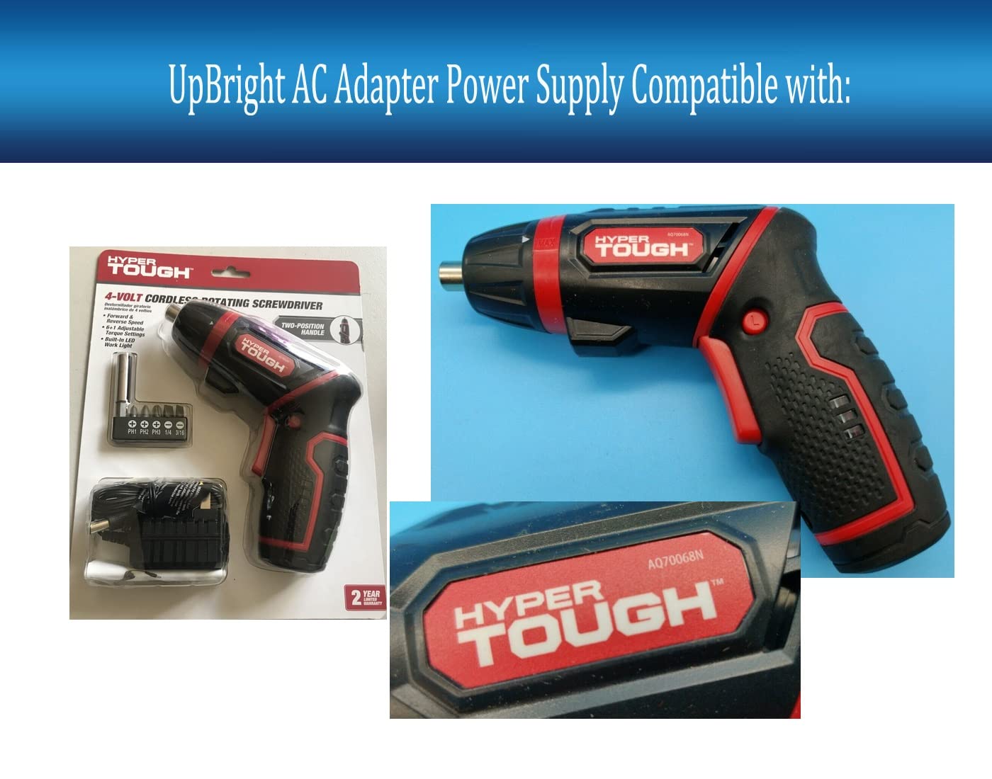 UpBright 5V AC/DC Adapter Compatible with Hyper Tough AQ70068N 4-Volt Cordless Rotating Screwdriver 4V Lithium Li Ion Rechargeable Battery Screw Driver XZ0500-0400CW 5VDC 400mA Power Supply Charger