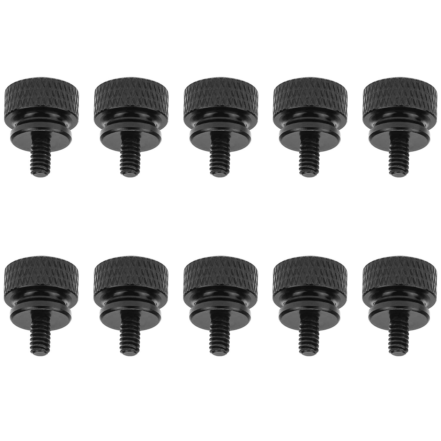 HELIFOUNER 10 Pieces 6-32 Thread, Black Color Anodized Aluminum Computer Case Thumbscrews, Thumb Screws for Computer Case/Cover/Power Supply/Hard Drives