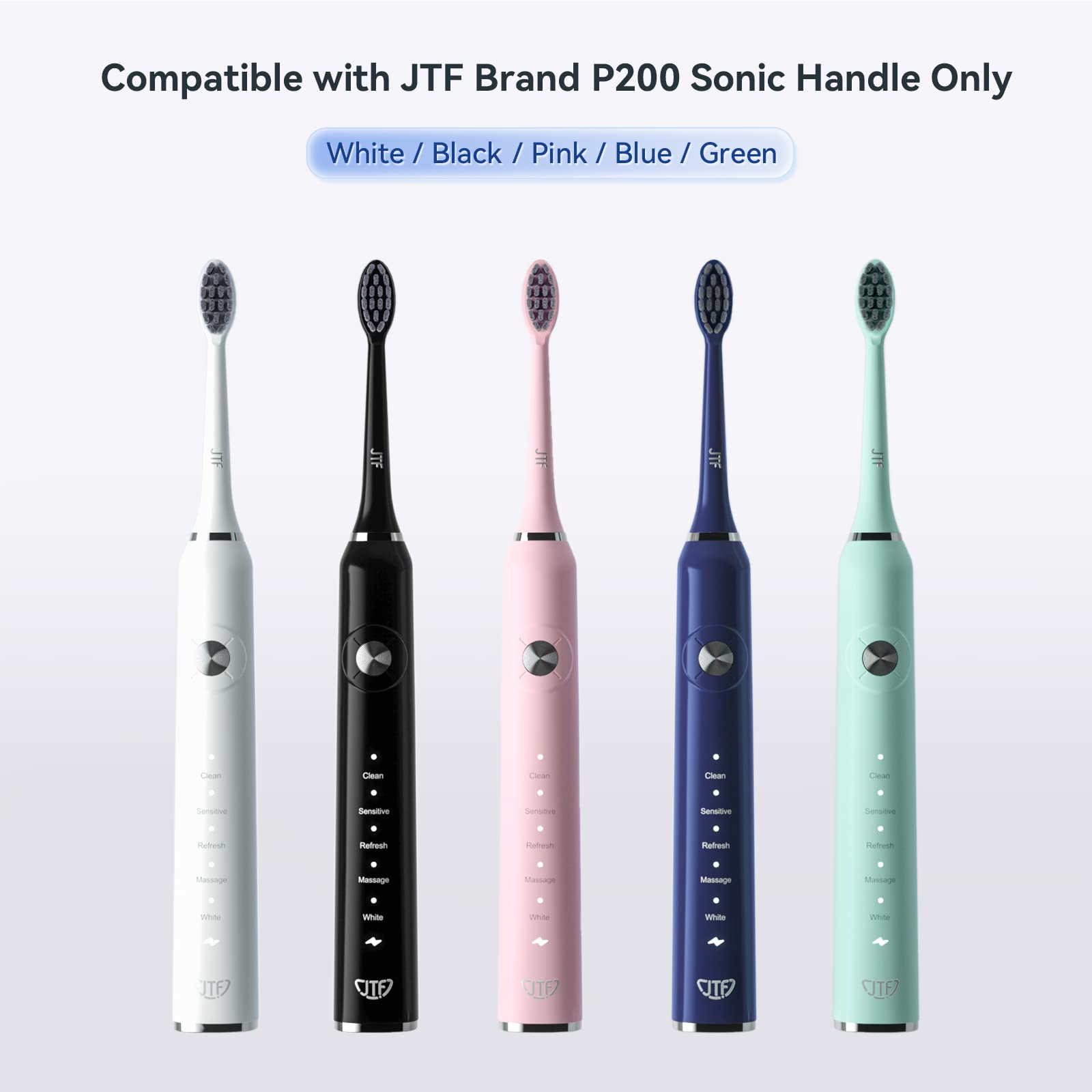 JTF Sonic Smart Toothbrush Genuine Gentle Brush Heads, 3 Pack, Pink, P200