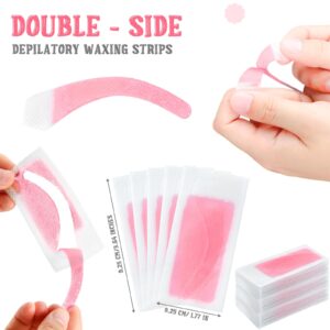 Eyebrows Wax Strips Face Eyebrow Shaper Wax Strips Cold Waxing Strip for Eyebrow Ready to Use Facial Hair Removal Strips for Women Home and Traveling, Double Side (12 Pairs)