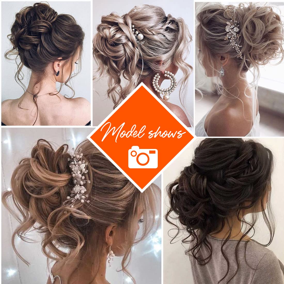 Messy Bun Hair Piece,Qunlinta Long Wavy Tousled Updo Hair Bun Extensions Wavy Hair Wrap Ponytail Hairpieces Hair Scrunchies with Elastic Hair Band for Women Girls -Light Brown