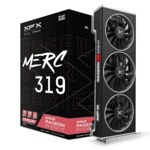 xfx speedster merc319 radeon rx 6750xt black gaming graphics card with 12gb gddr6 hdmi 3xdp, amd rdna 2 rx-675xytbdp