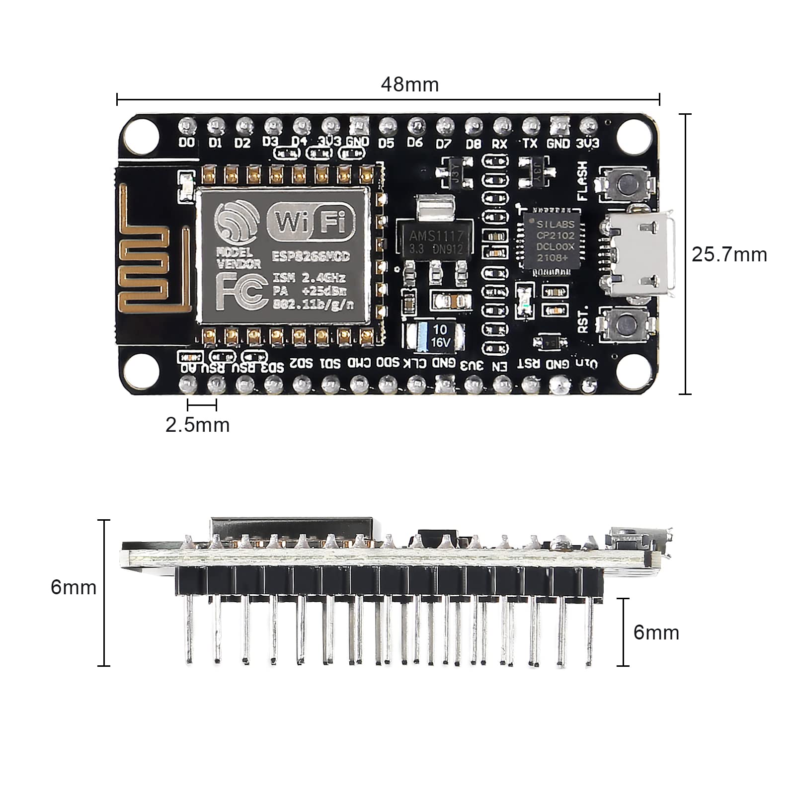 Alinan 4pcs ESP8266 NodeMCU CP2102 ESP-12E Internet WiFi Development Board Open Source Serial Wireless Module for Arduino IDE/Micropython (ESP-12E)