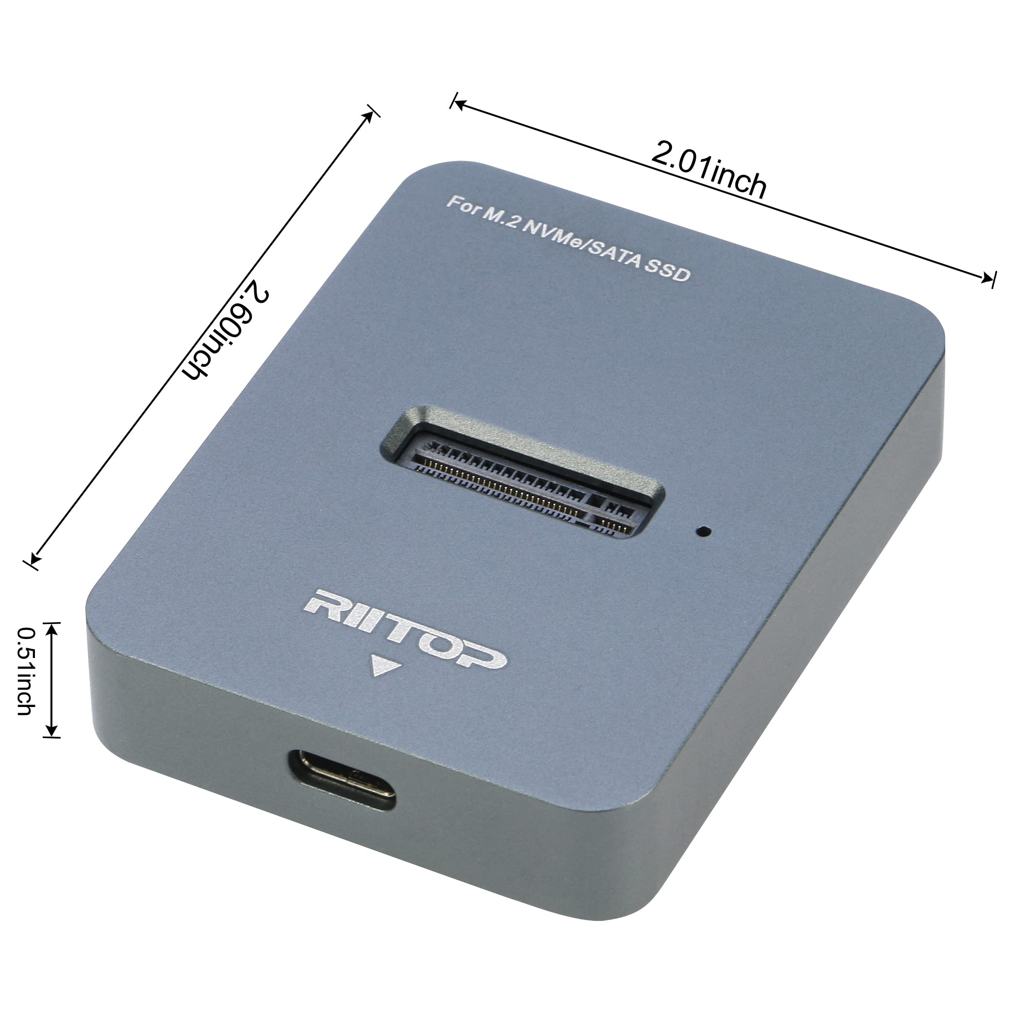 RIITOP M.2 to USB Docking Station, NVMe to USB-C Reader Adapter for Both M.2 (M Key) NVMe SSD and (B+M Key) SATA-Based SSD Enclosure